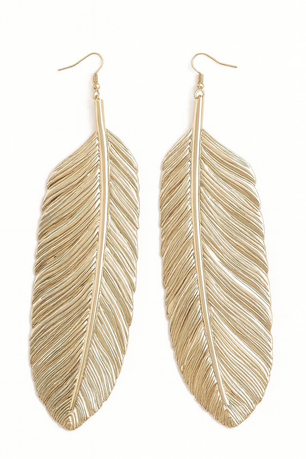 Golden Feather Earrings