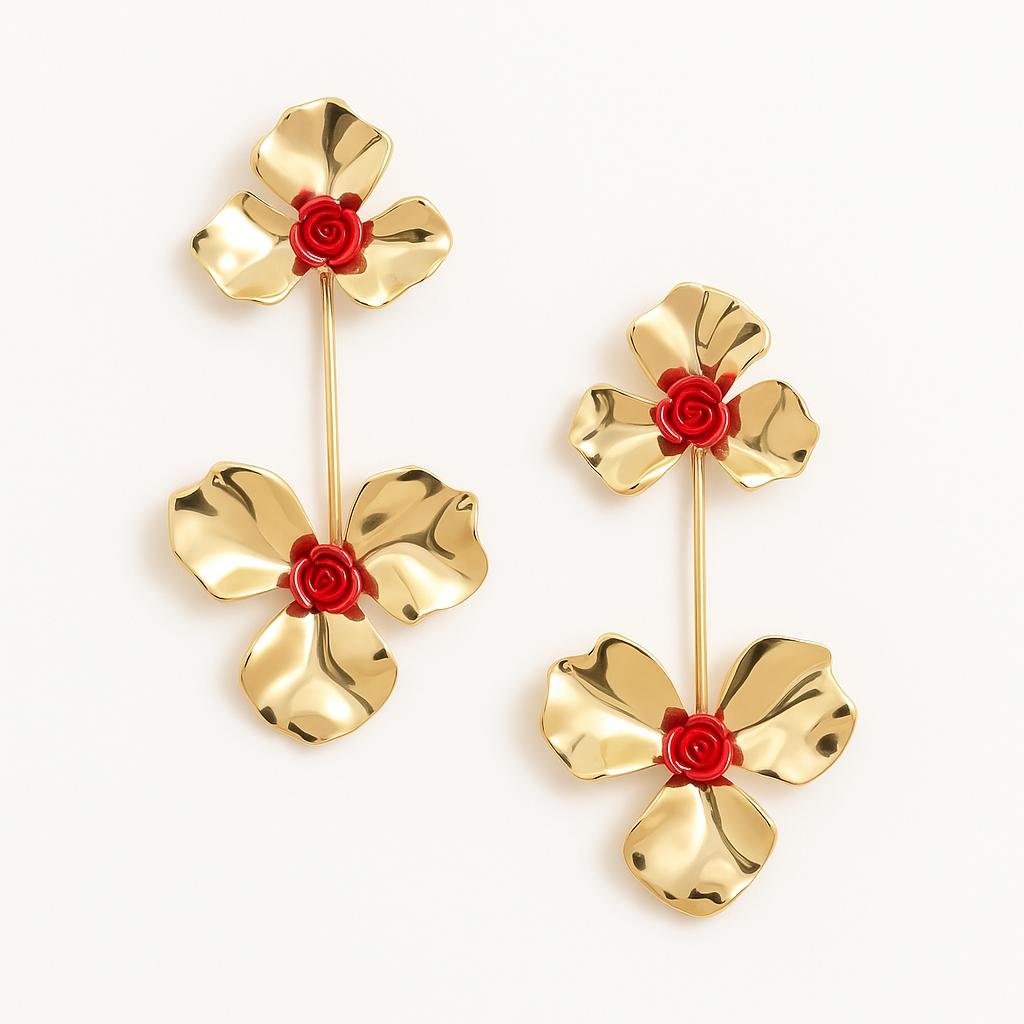 Golden Rose Bloom Earrings