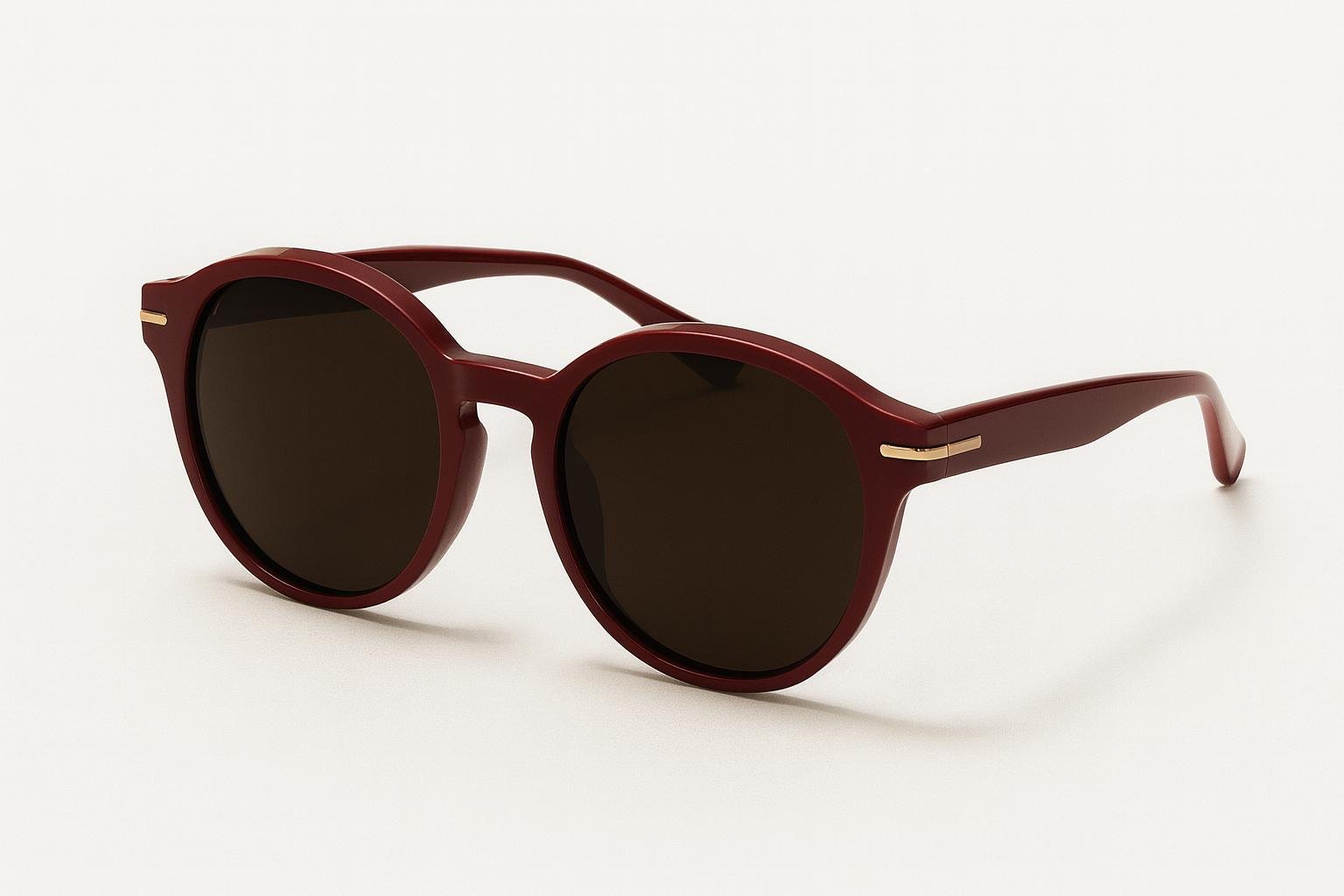 Burgundy Round Sunglasses