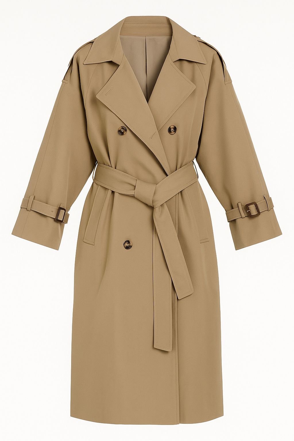 Classic Long Beige Trench Coat