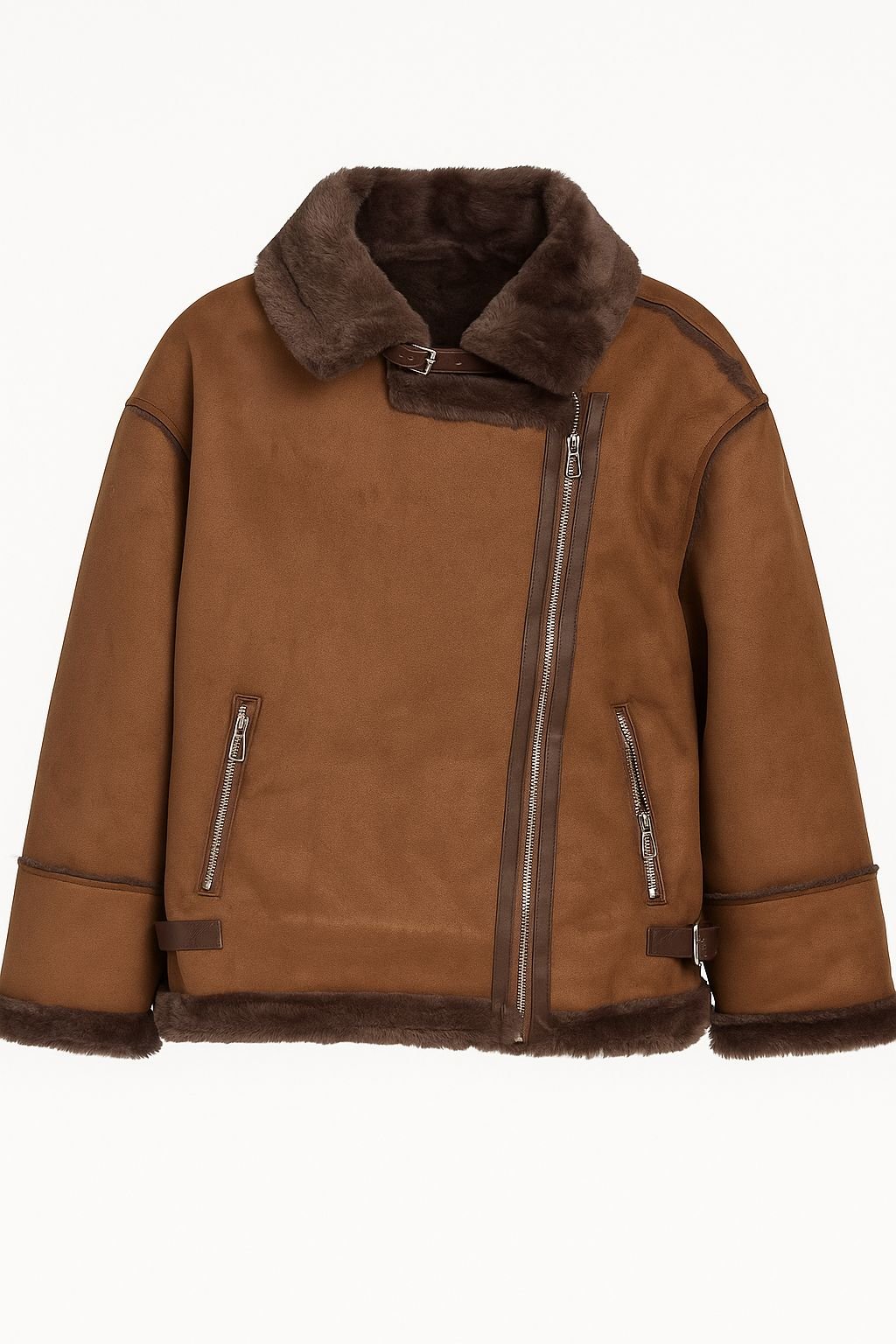 Chocolate Brown Shearling-Lined Jacket