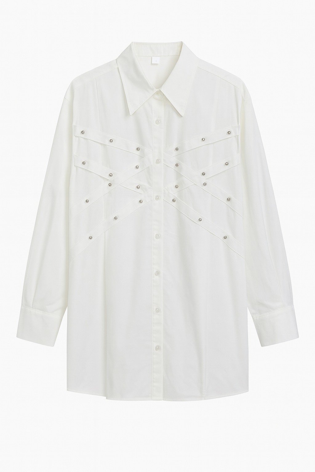 White Shirt with Rhinestone Detail
