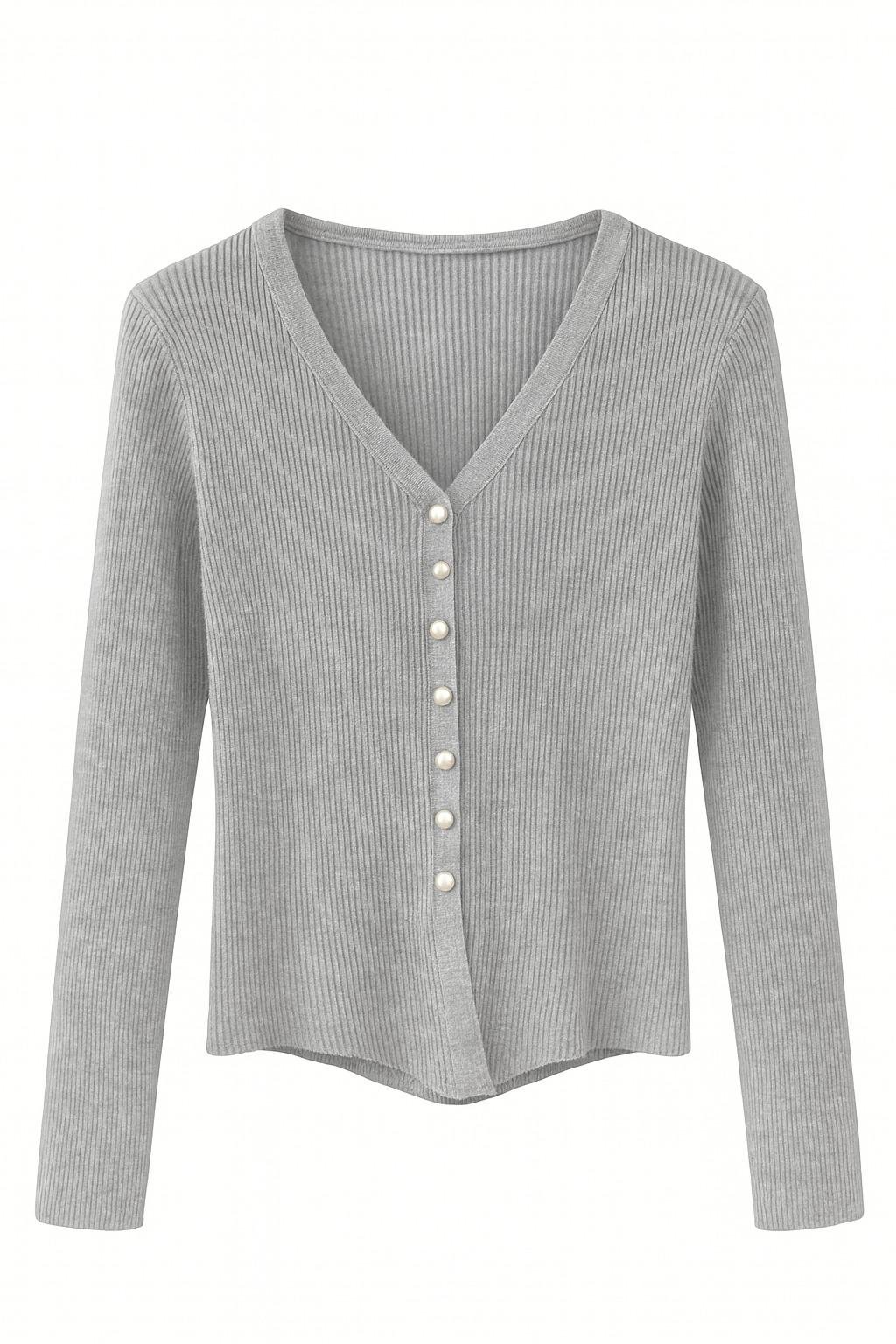 Pearl Button Ribbed Cardigan
