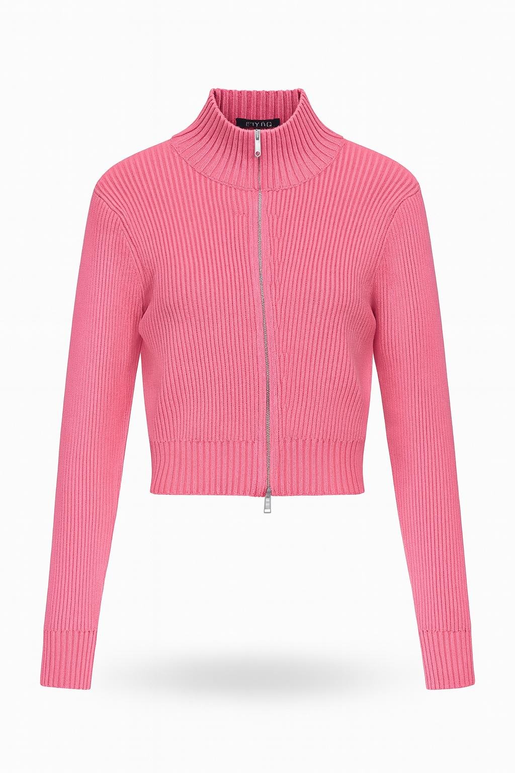 Ribbed Zip-Up Crop Sweater