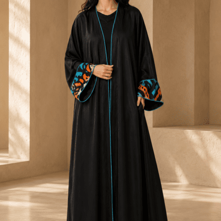 Modern Black Abaya with Embroidered Statement Sleeves