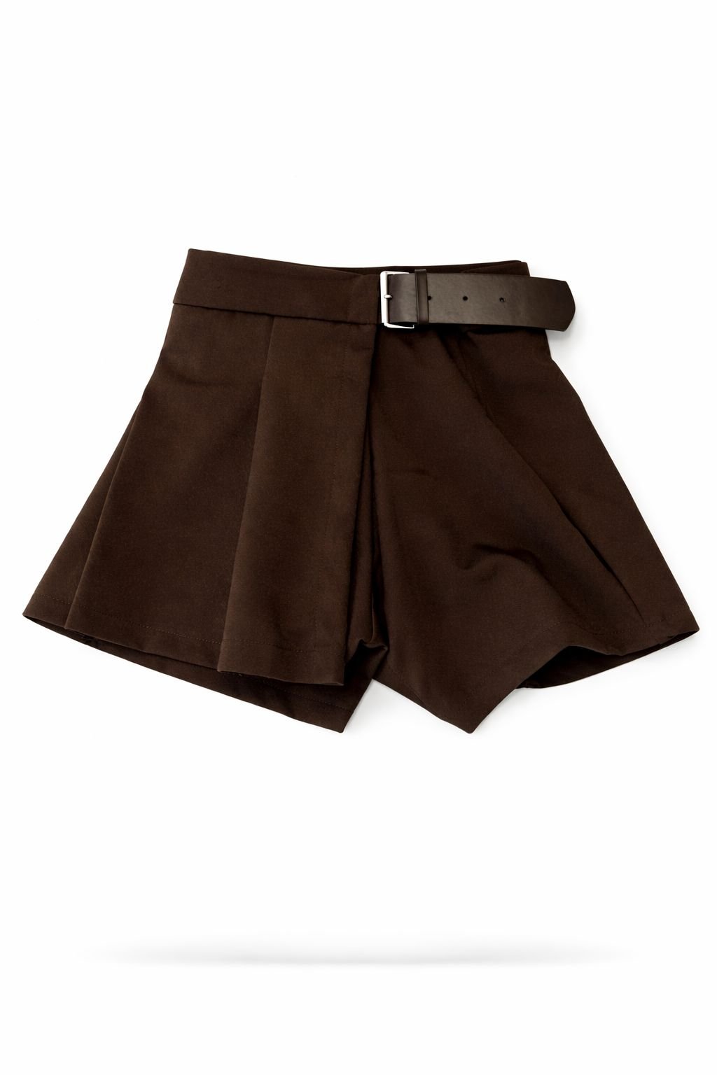Chocolate Brown Tailored High-Waist Shorts