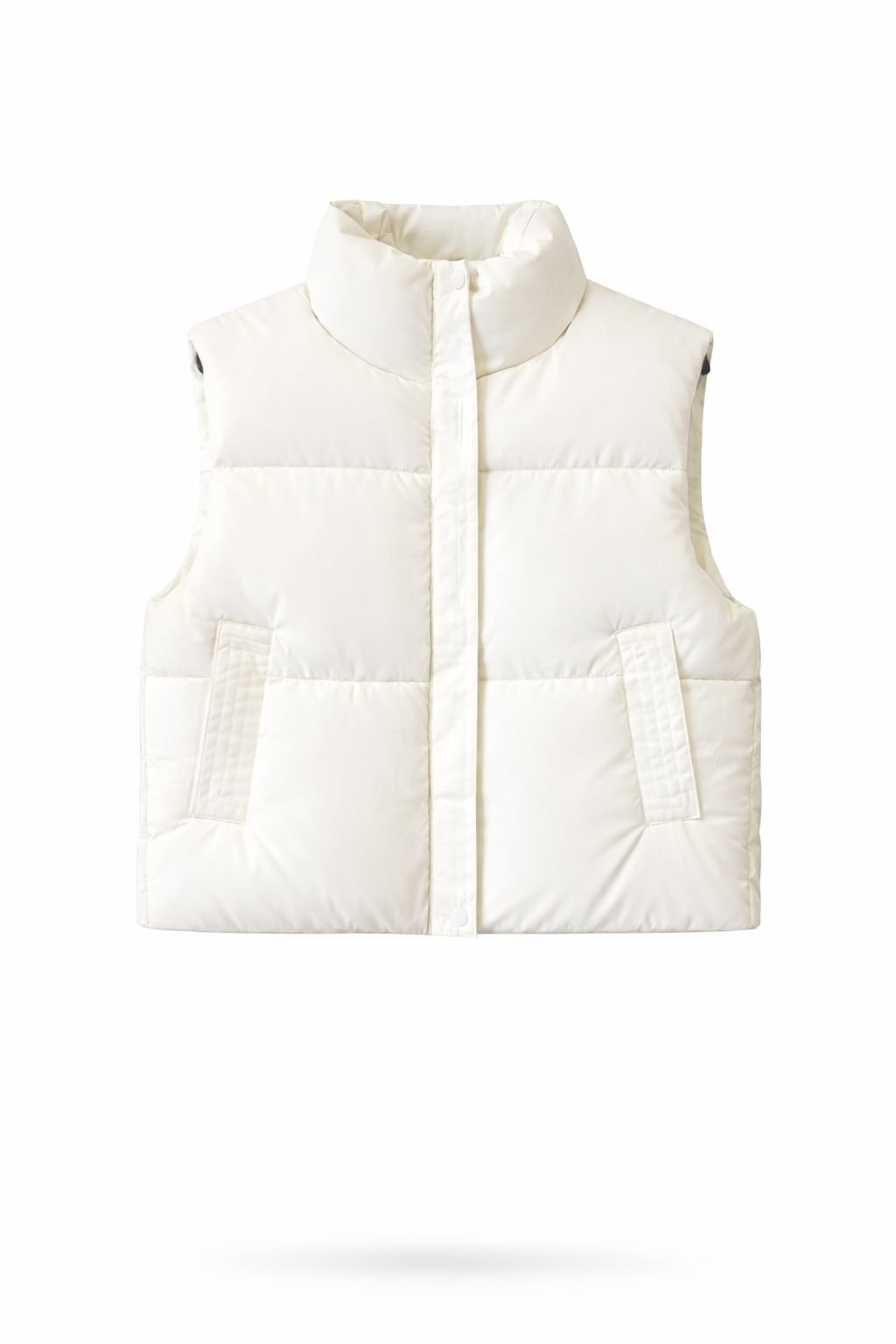Ivory Puffer Sleeveless Vest