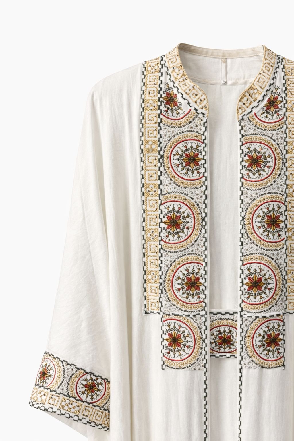 Ivory Heritage Embroidered Open Abaya - Image 3