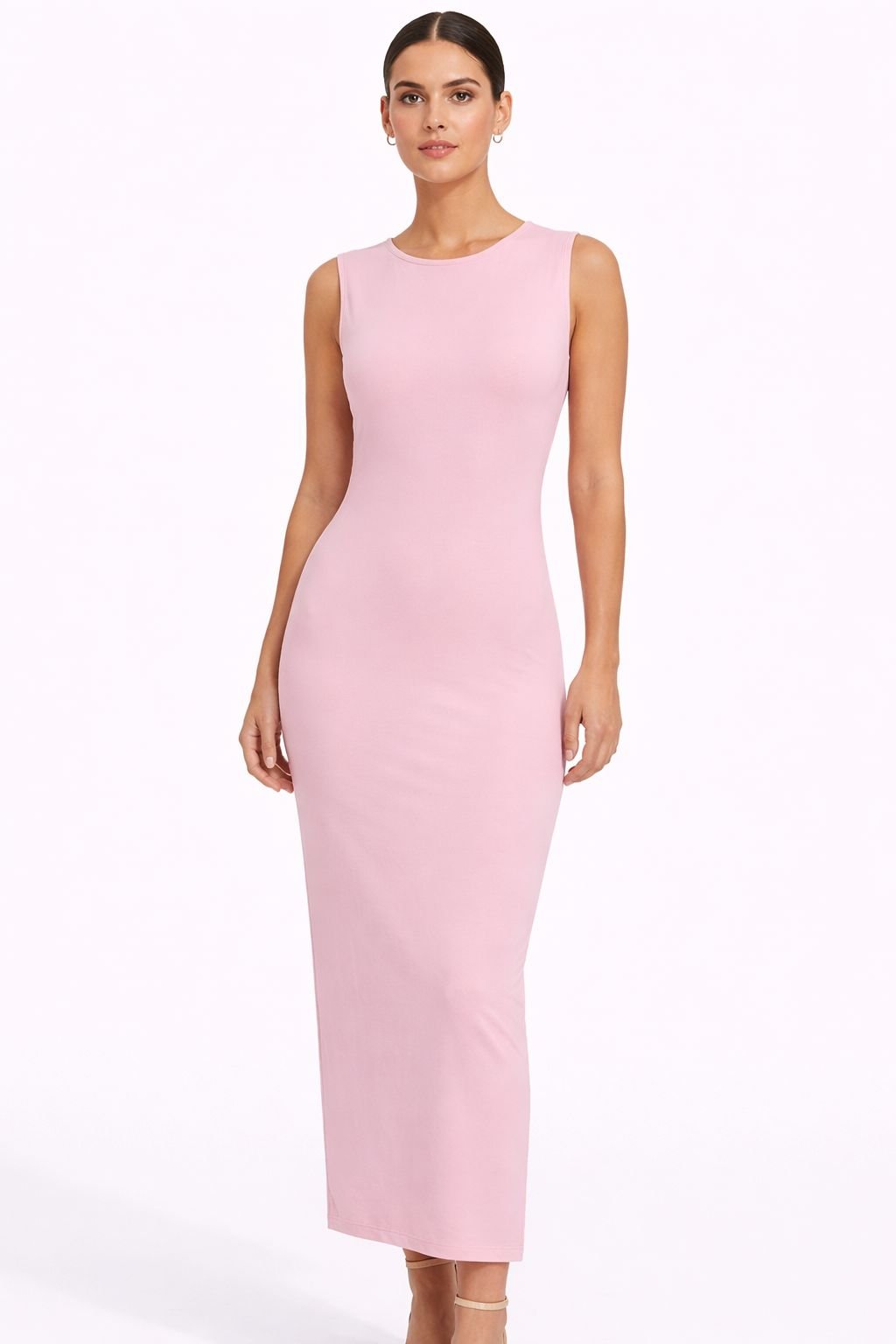 Blush Contour Sleeveless Midi Dress