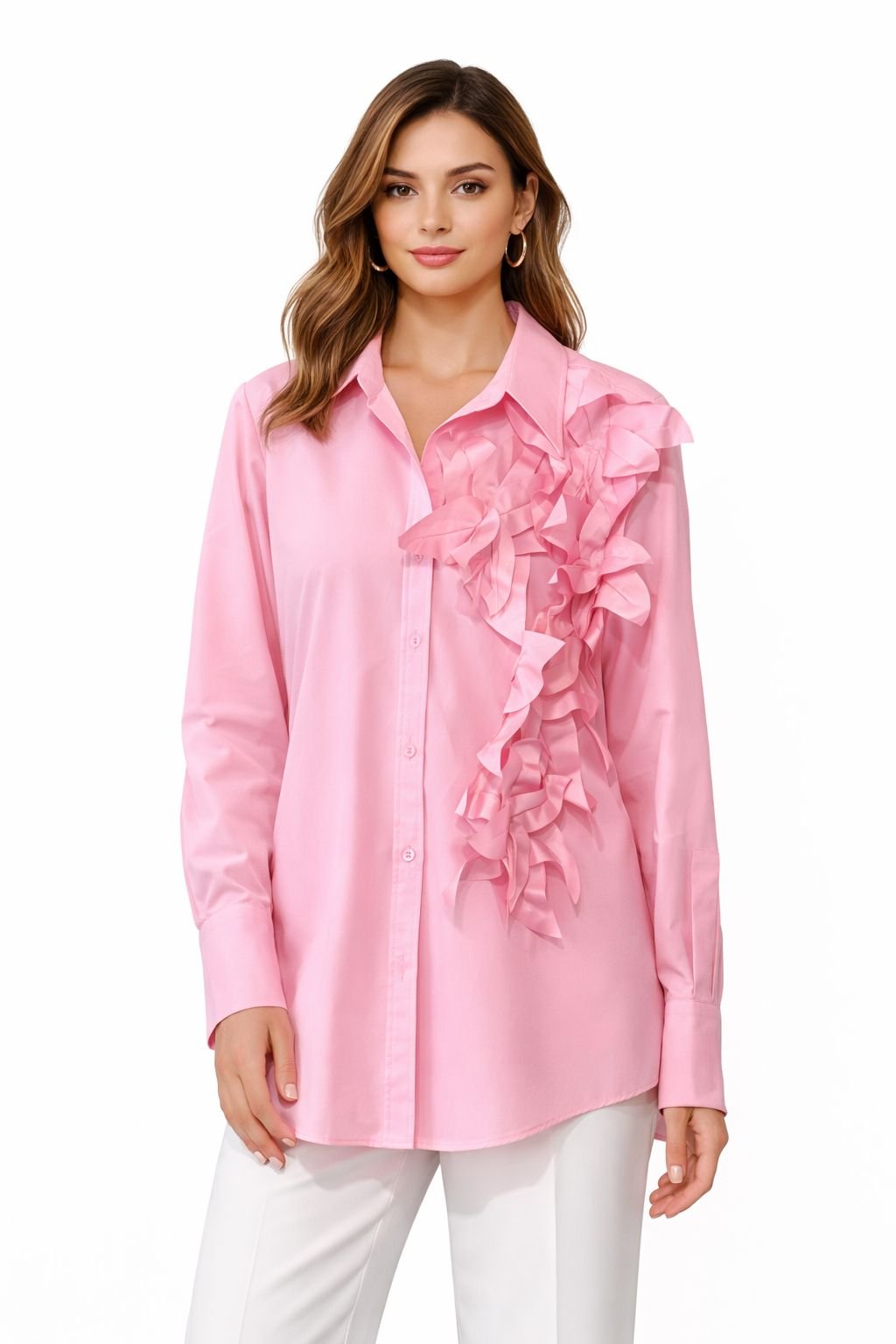 Blush Bloom Ruffle Statement Shirt