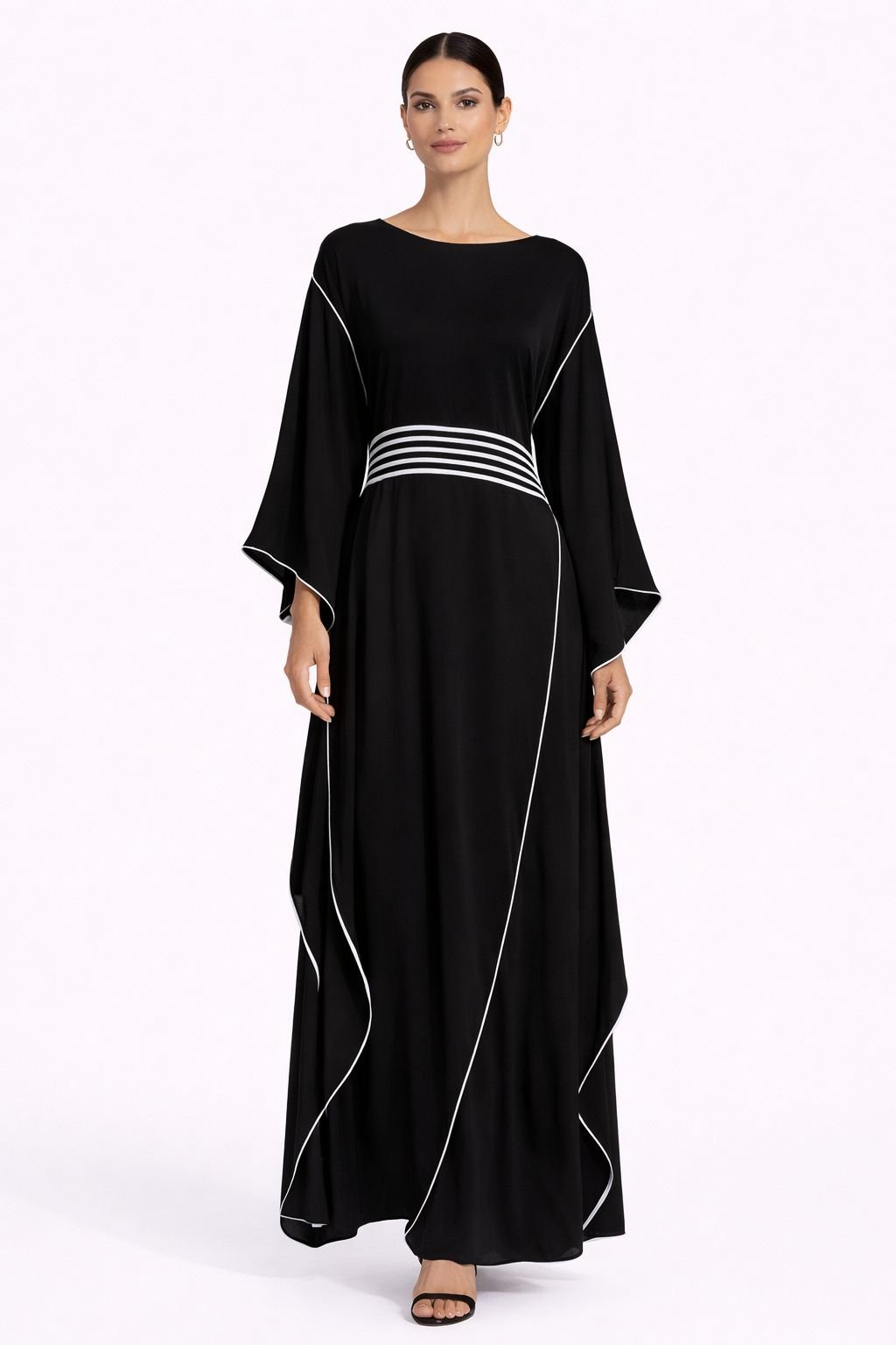 Midnight Contrast Flow Abaya - Image 2