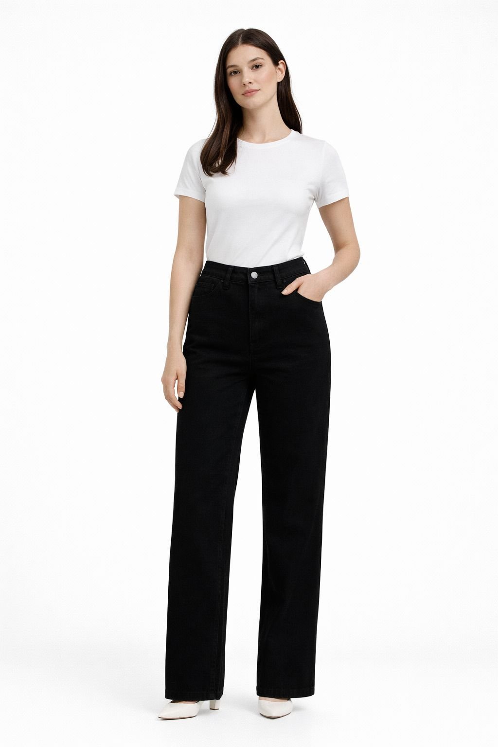 Essential Black Straight-Leg Trousers