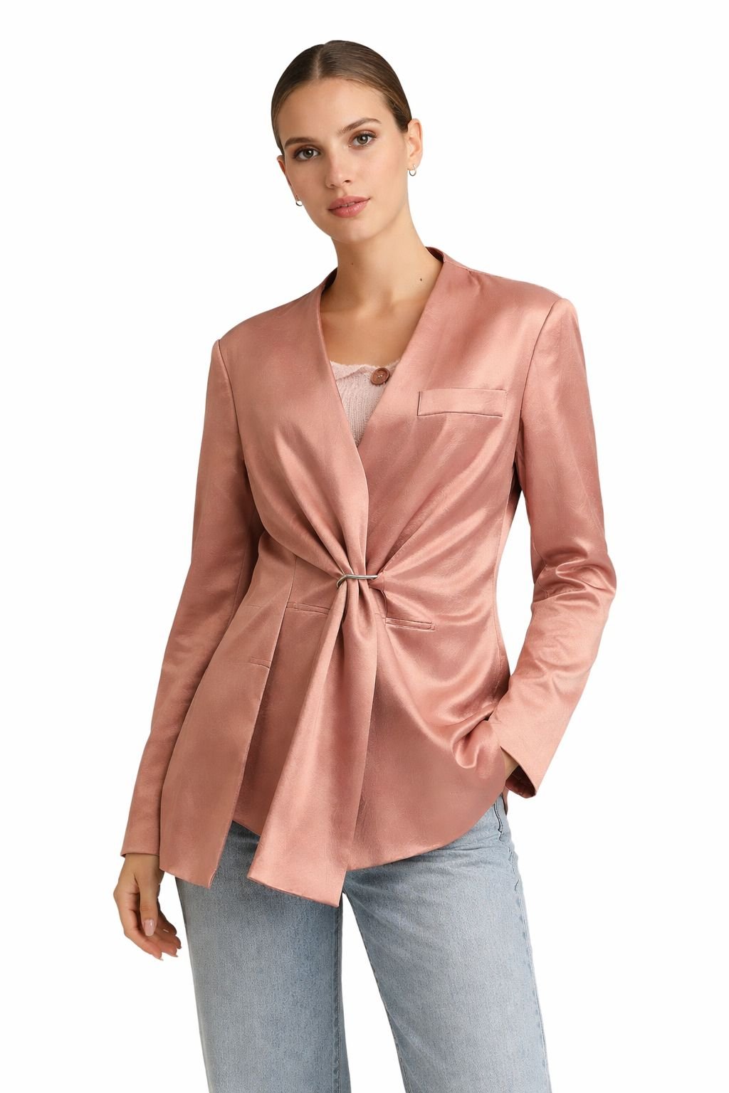 Blush Sculpt Wrap Blazer