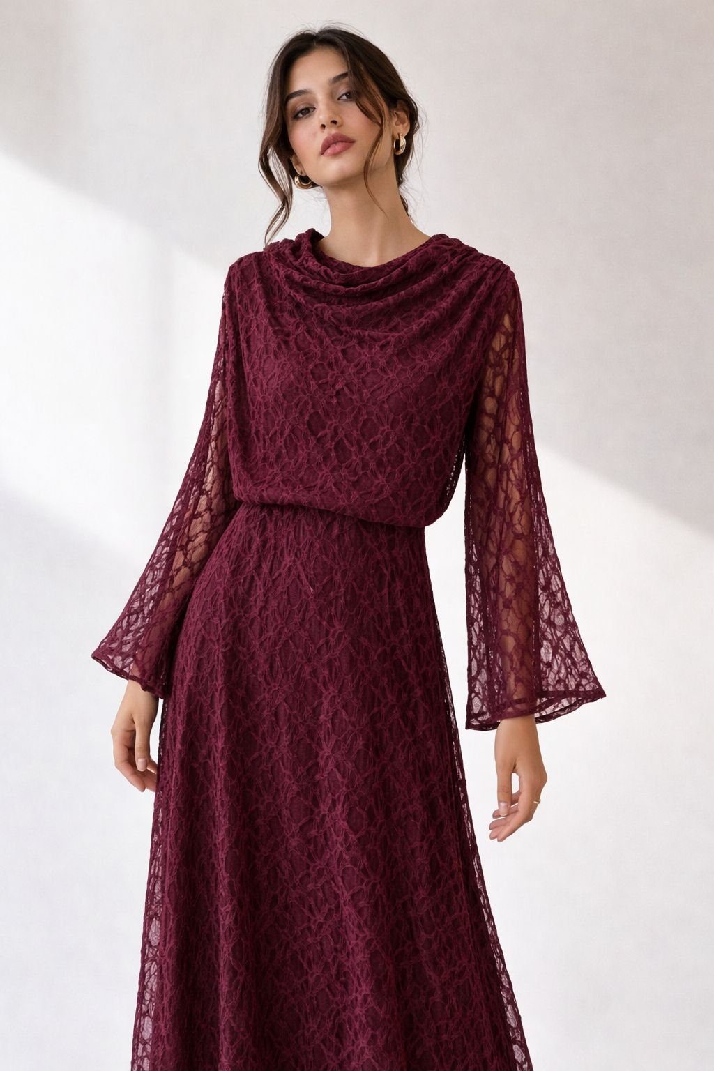 Burgundy Lace Grace Maxi Dress