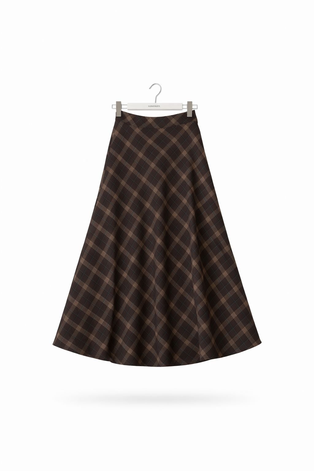 Mocha Plaid A-Line Midi Skirt - Image 2