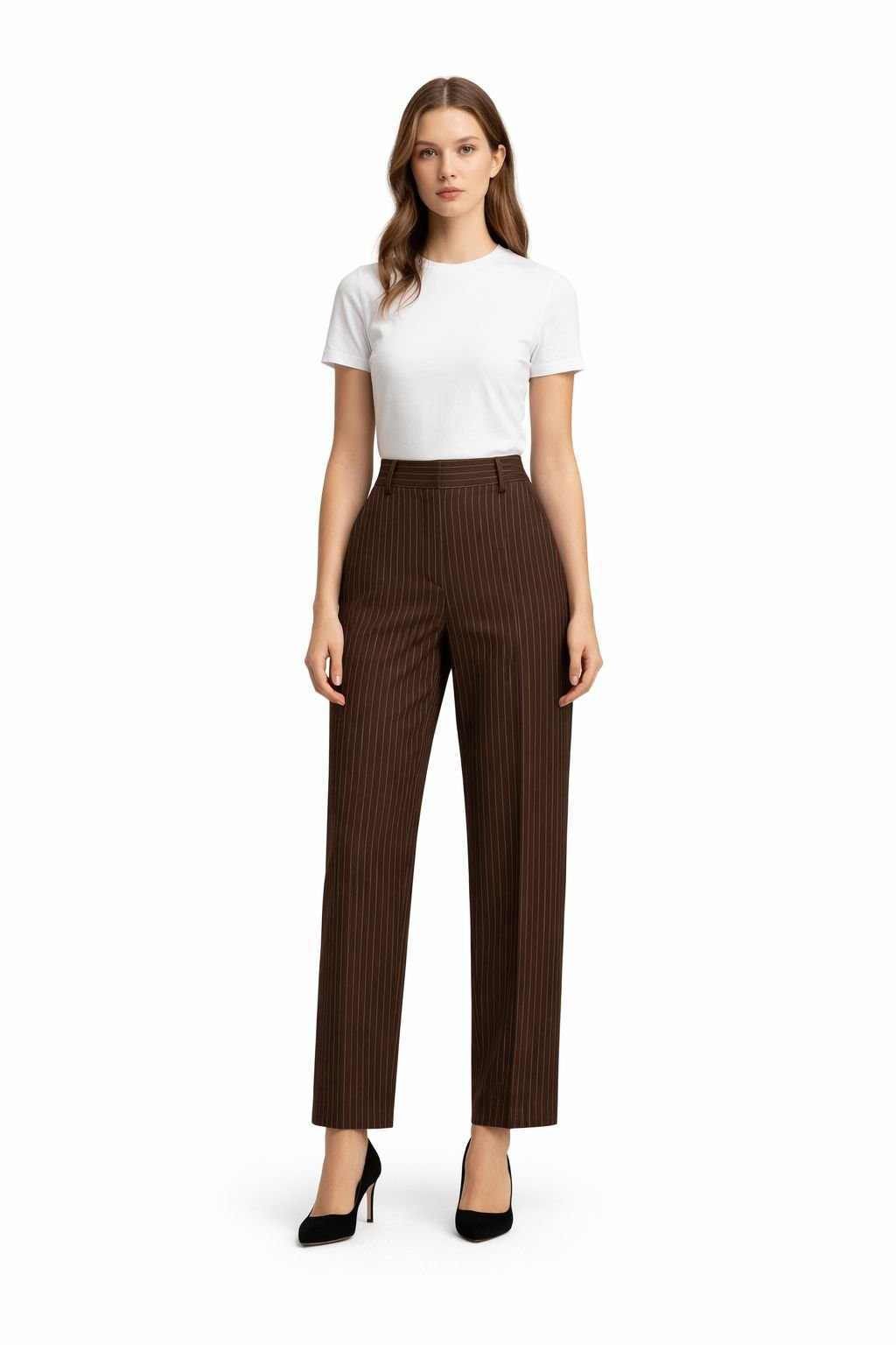 Mocha Pinstripe Tailored Trousers