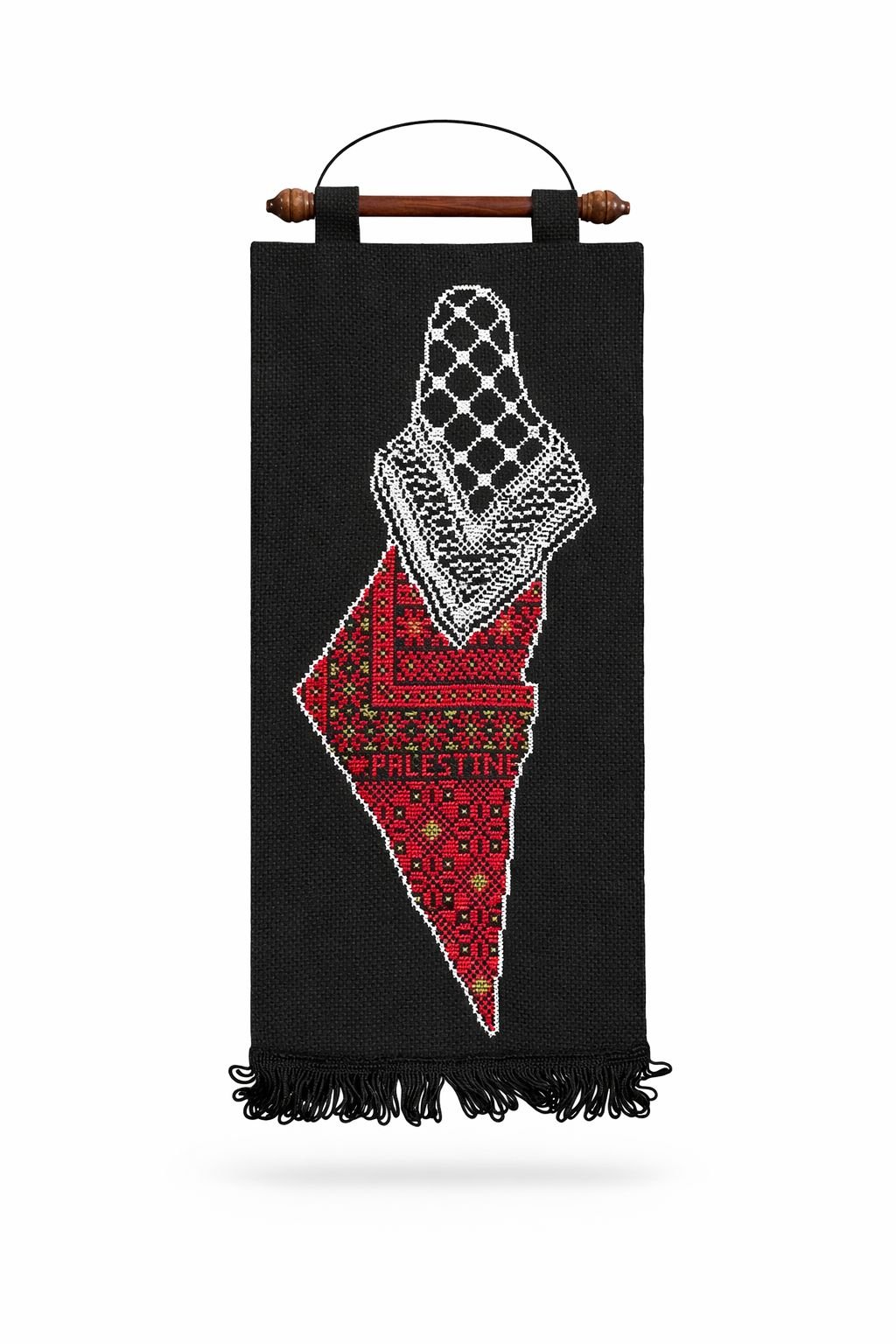 Handmade Palestinian Tatreez Wall Hanging – Black Heritage Edition