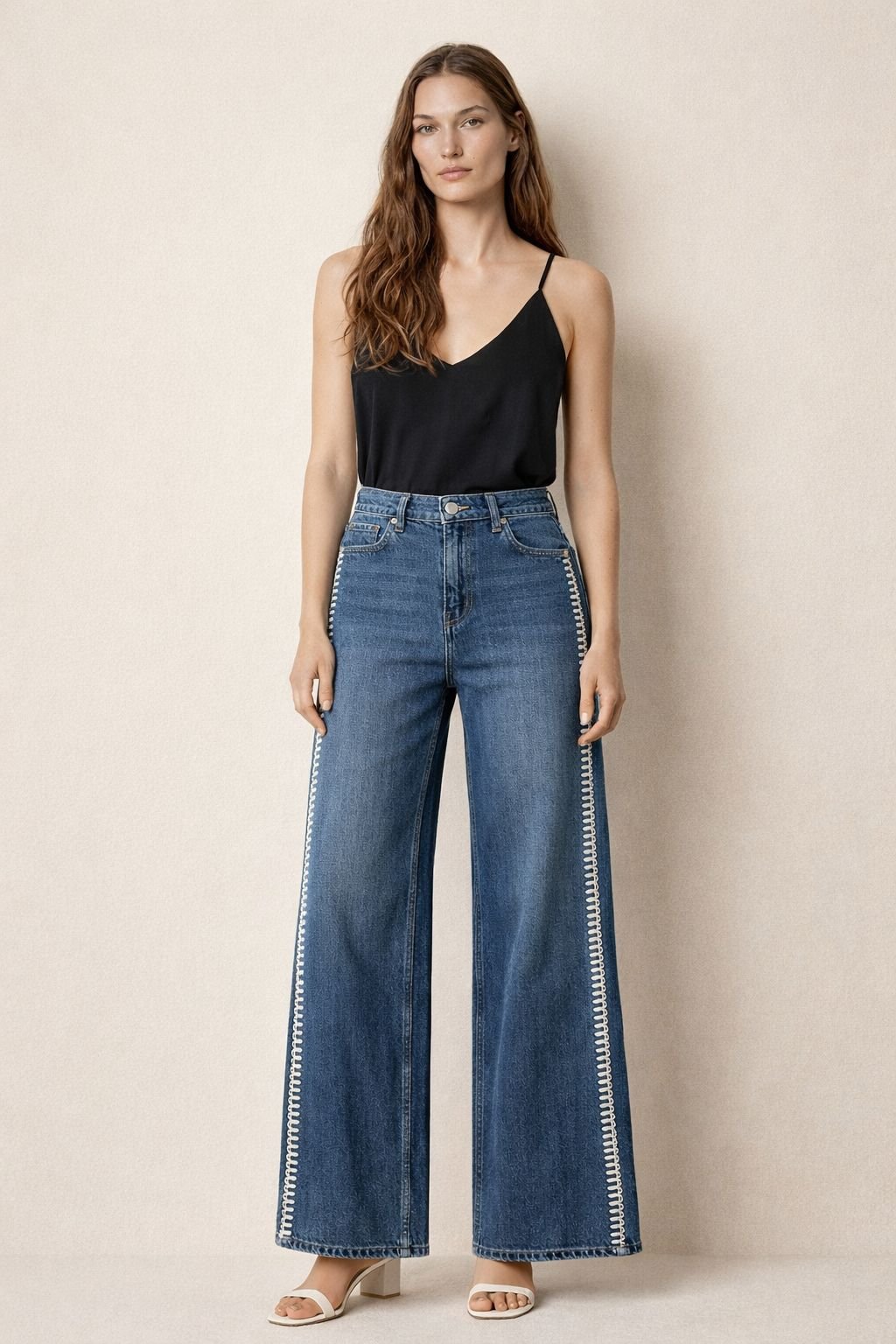Embroidered Side Detail Denim Jeans