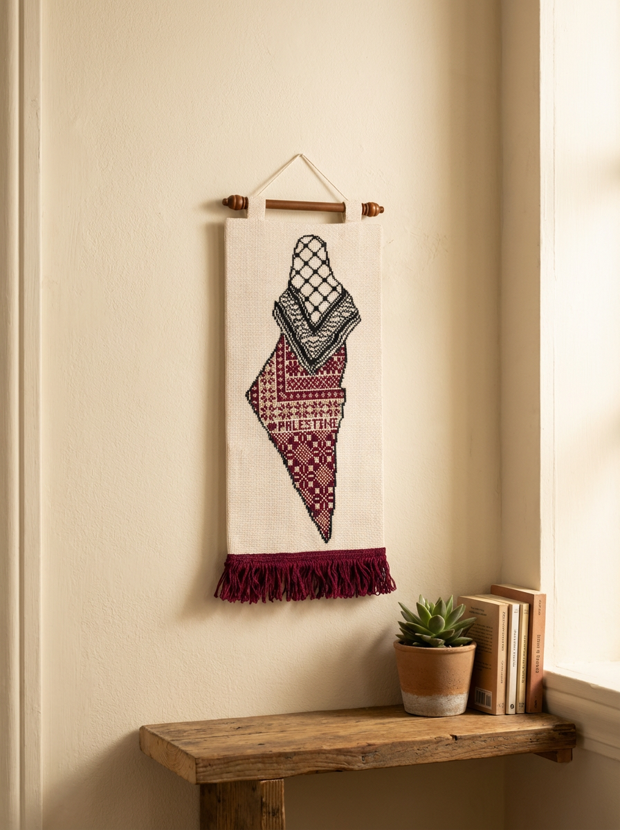 Handmade Palestinian Tatreez Wall Hanging – Palestine Heritage - Image 2