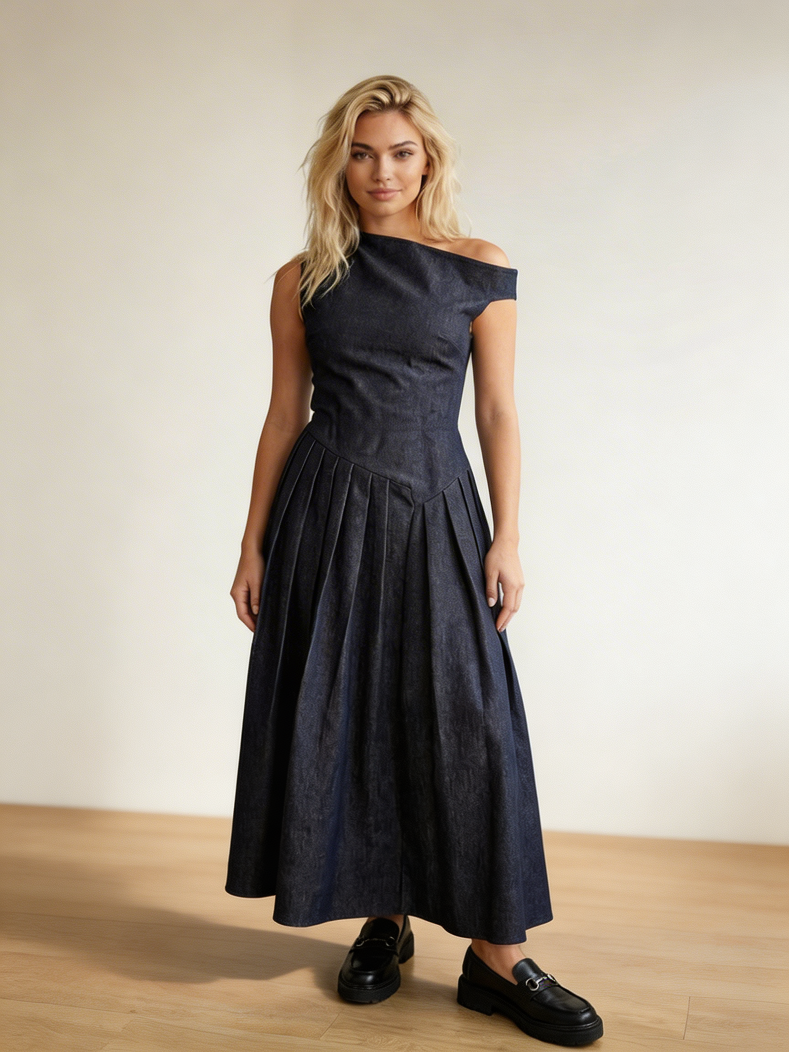 Midnight Elegance One-Shoulder Dress