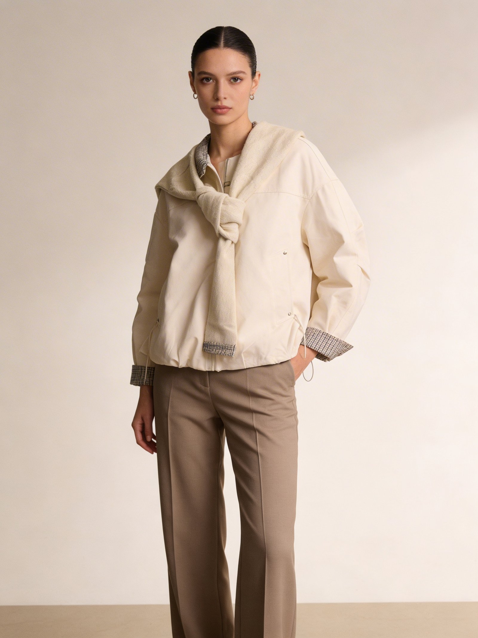 Ivory Layered Casual Jacket