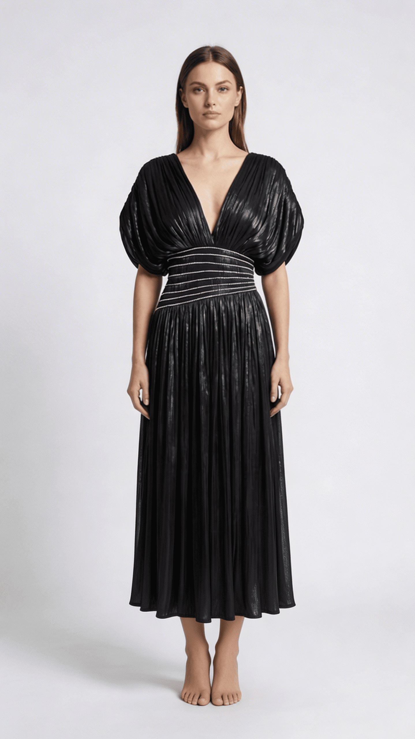 Noir Crystal Waist Maxi Dress