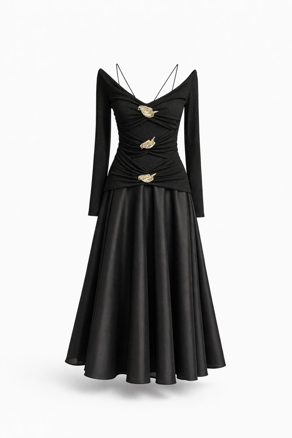Noir Sculpted Gold Detail Dress - Image 2