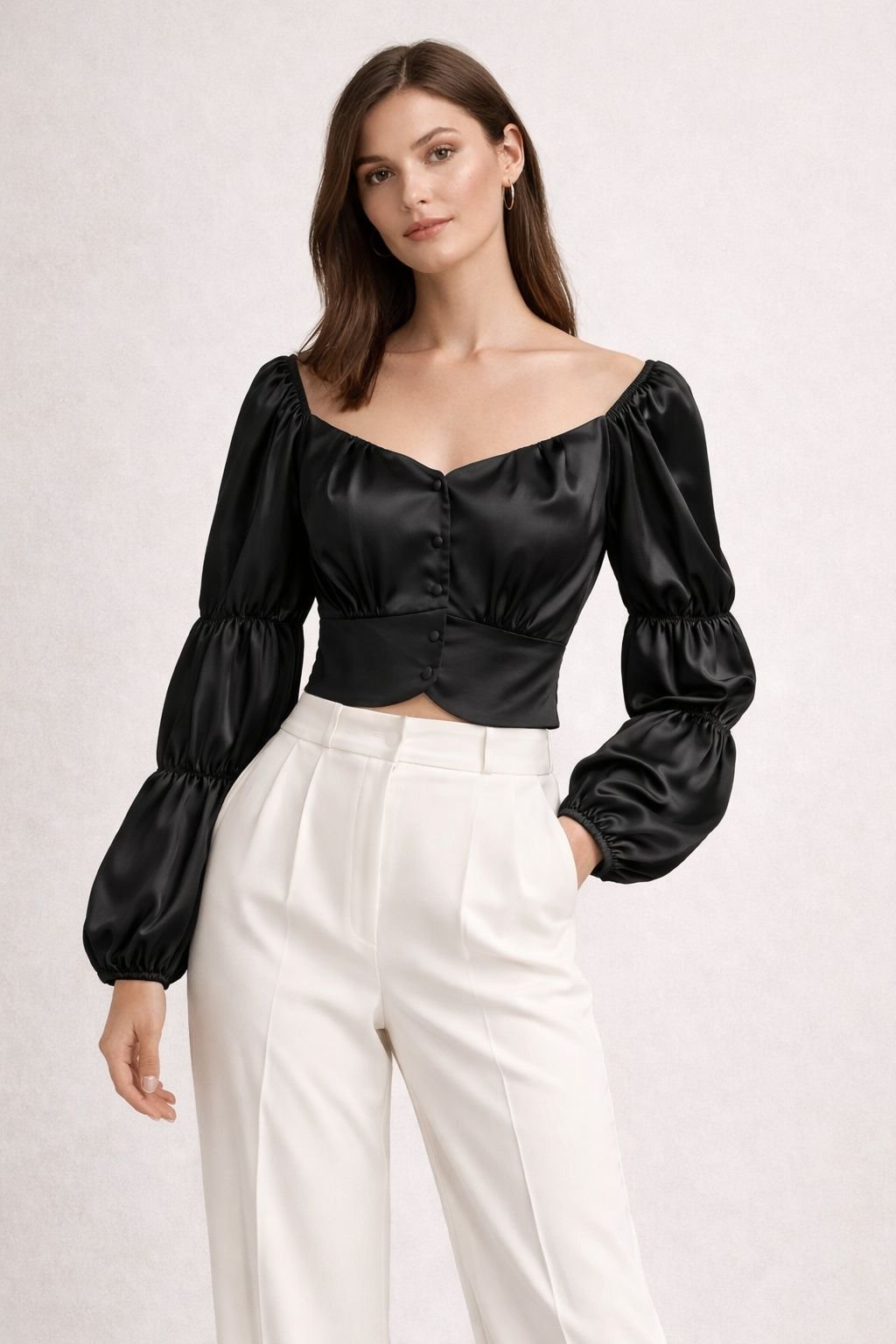 Midnight Satin Corset Blouse