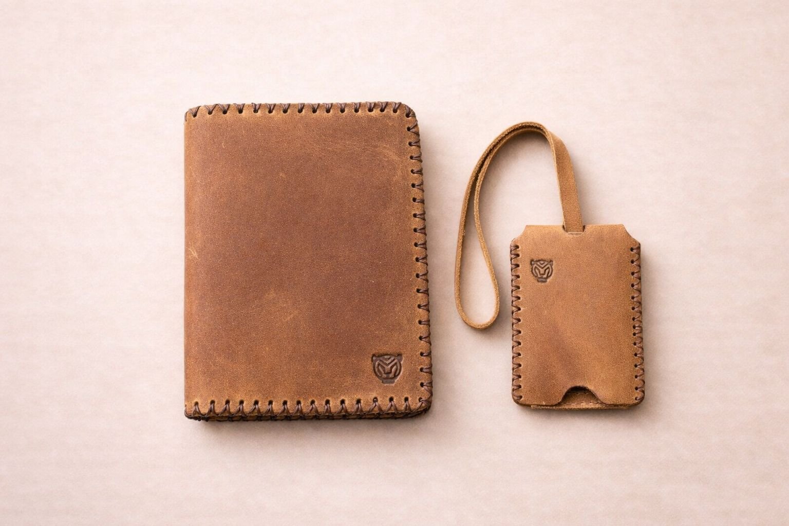 Edmonds Leather Travel Set – Passport Cover & Card Holder (Tan)