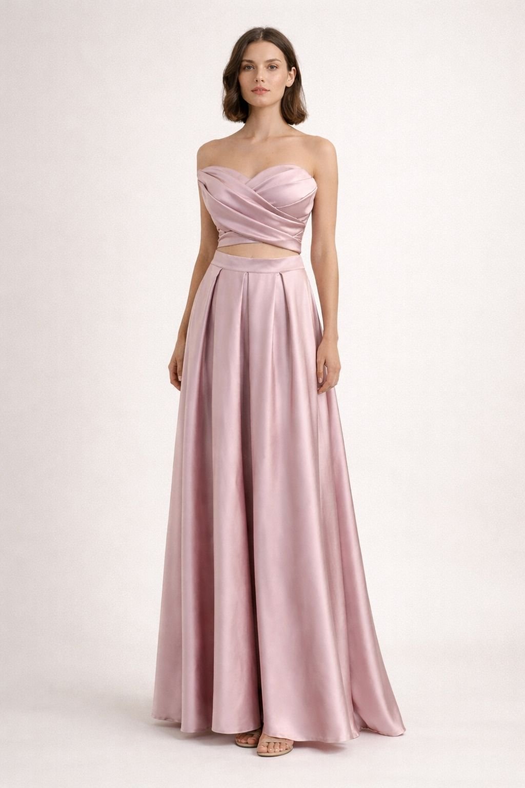 Edmonds Strapless Satin Dress – Blush Pink