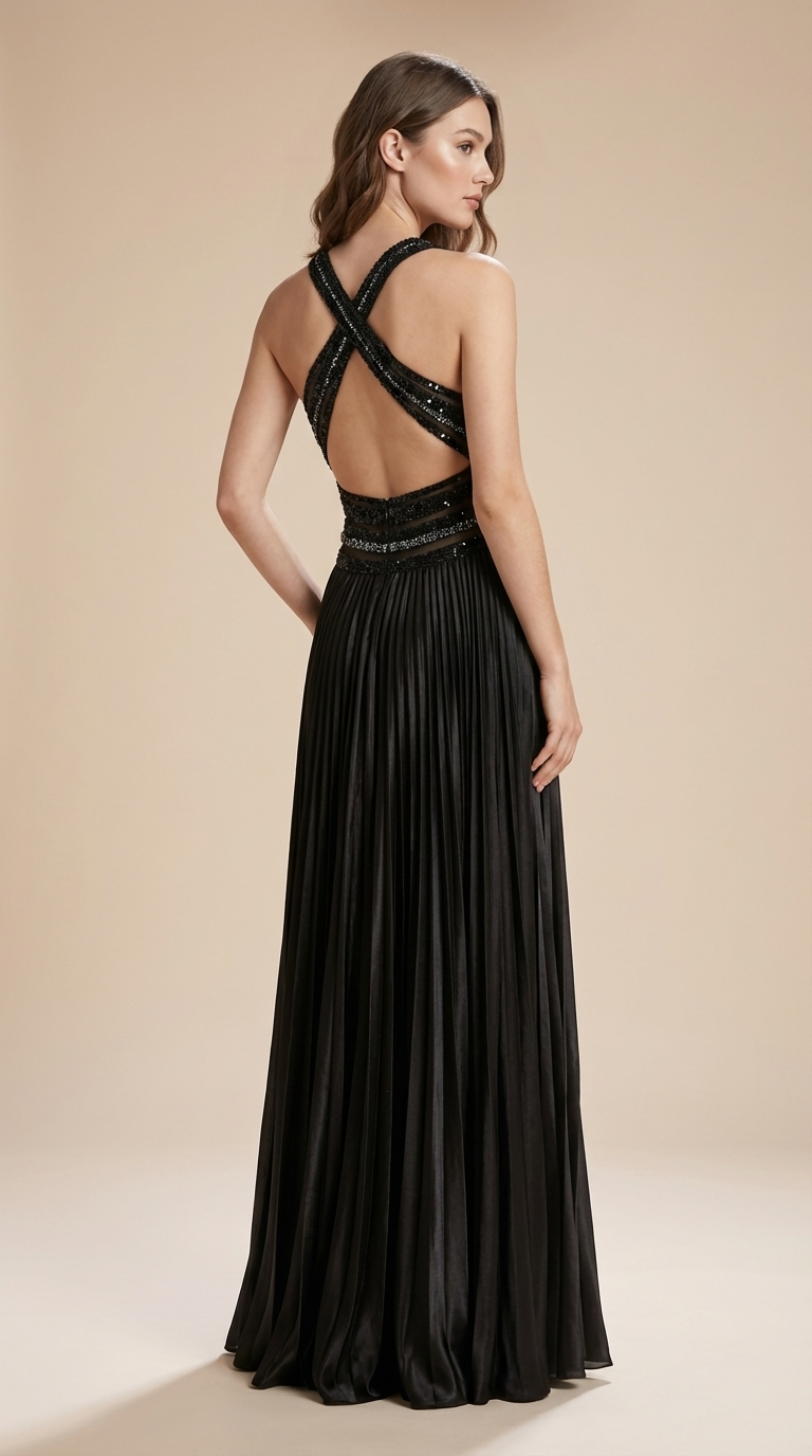 Edmonds Pleated Evening Gown – Classic Black - Image 2