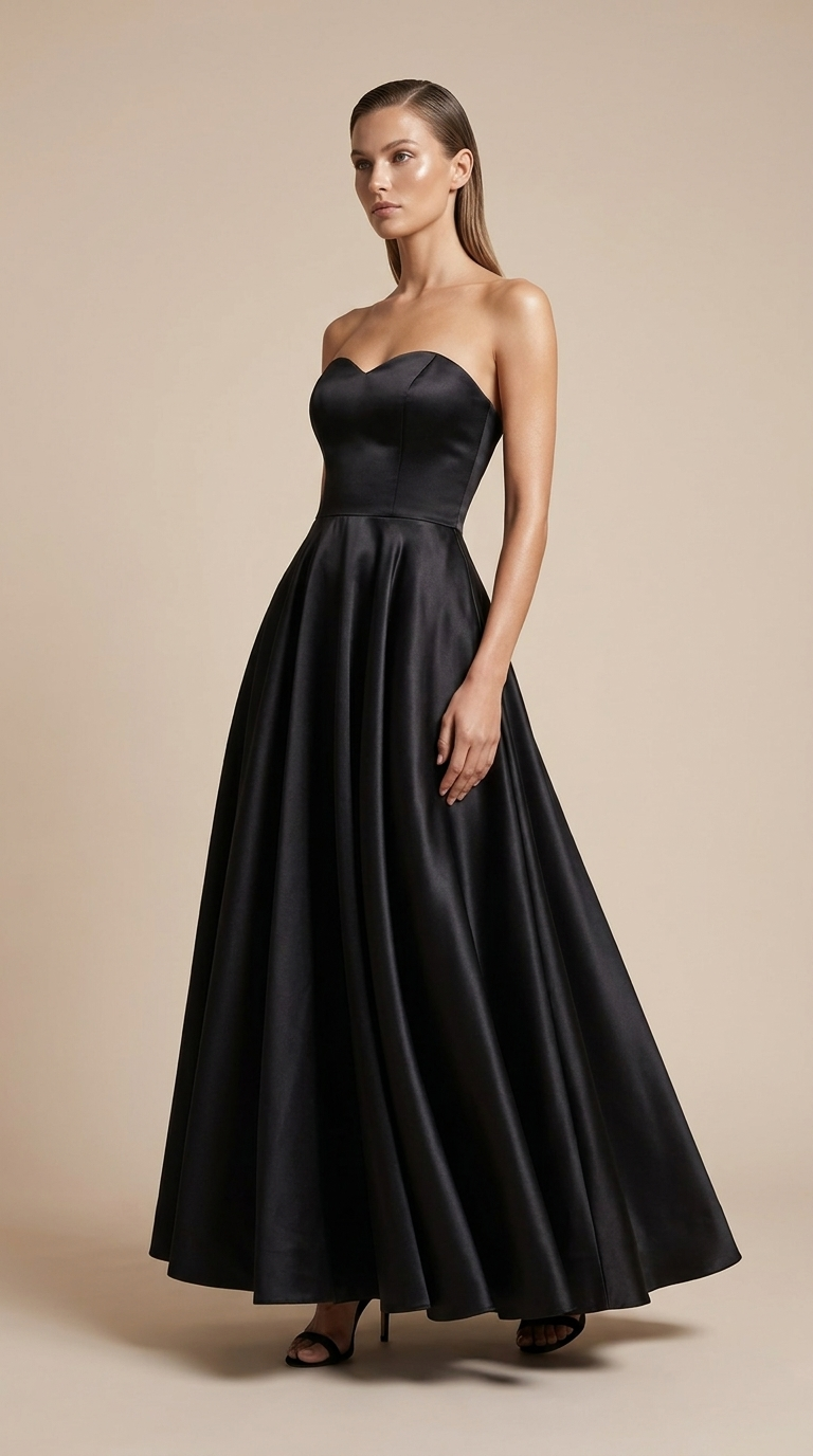 Noir Royale Satin Gown – Black