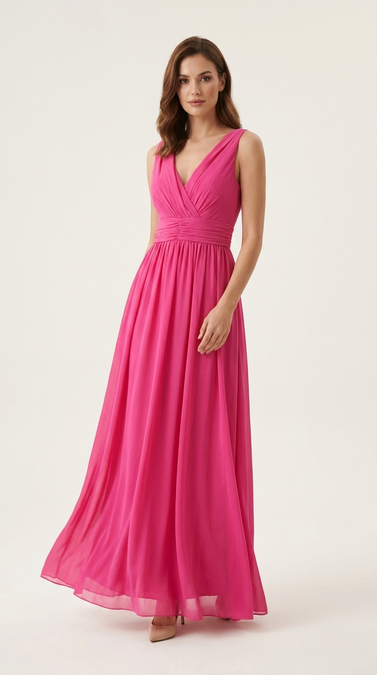 Rosalie Chiffon Maxi Dress – Fuchsia