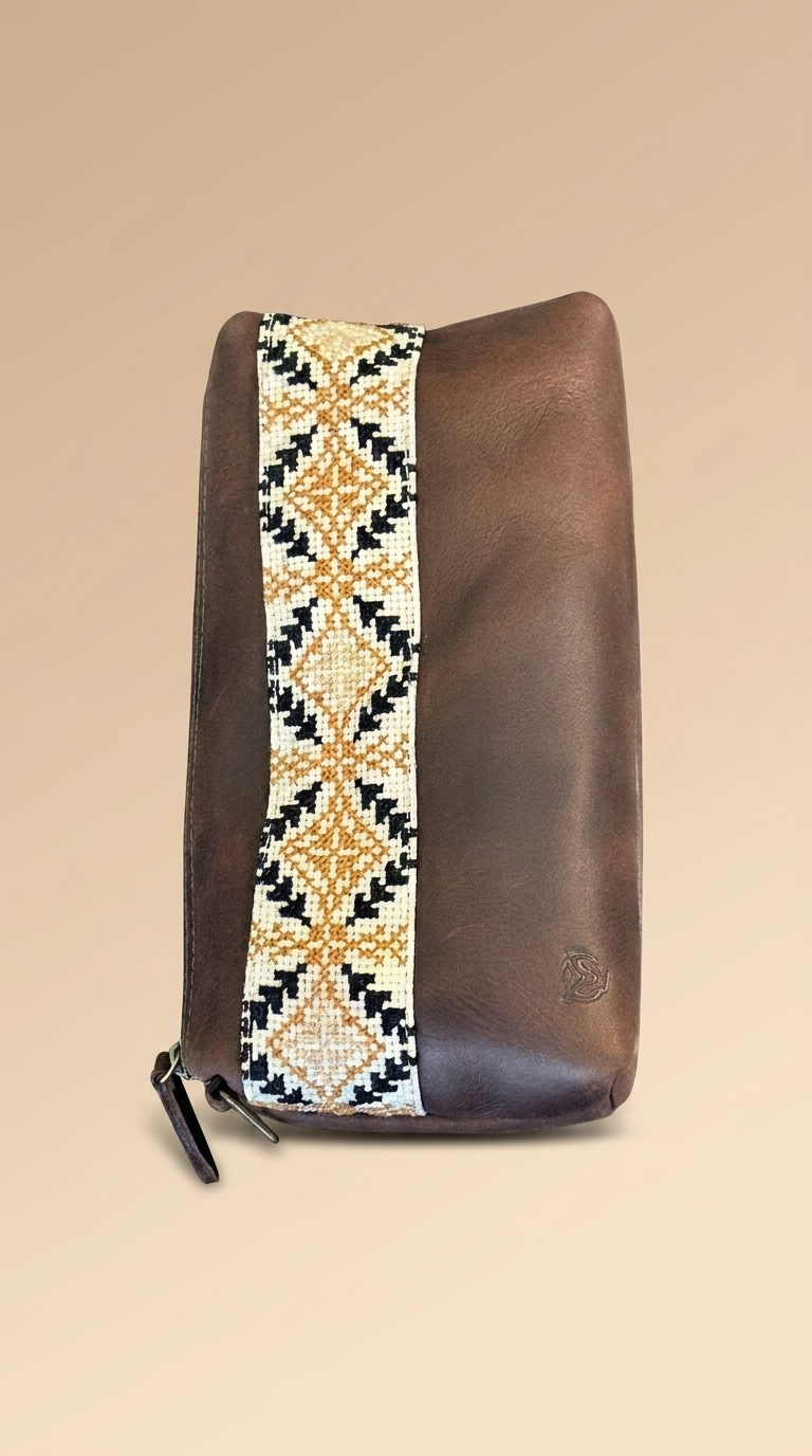 Heritage Embroidered Leather Pouch
