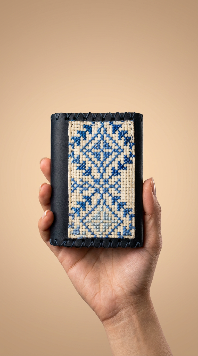 Navy Heritage Leather Card Holder