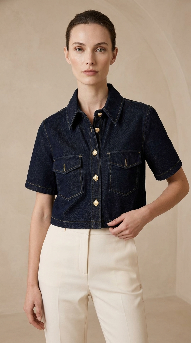 Midnight Denim Crop Shirt