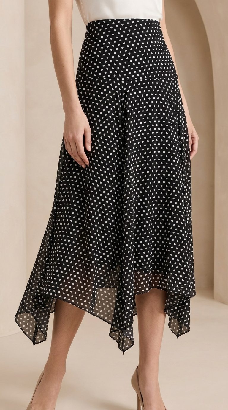 Midnight Polka Flow Skirt