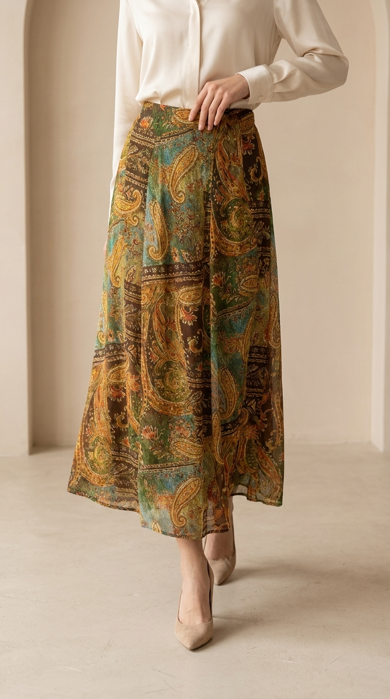 Verona Paisley Midi Skirt