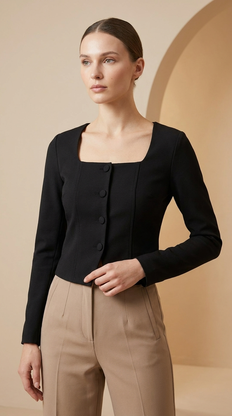 Noir Sculpted Jacket Top