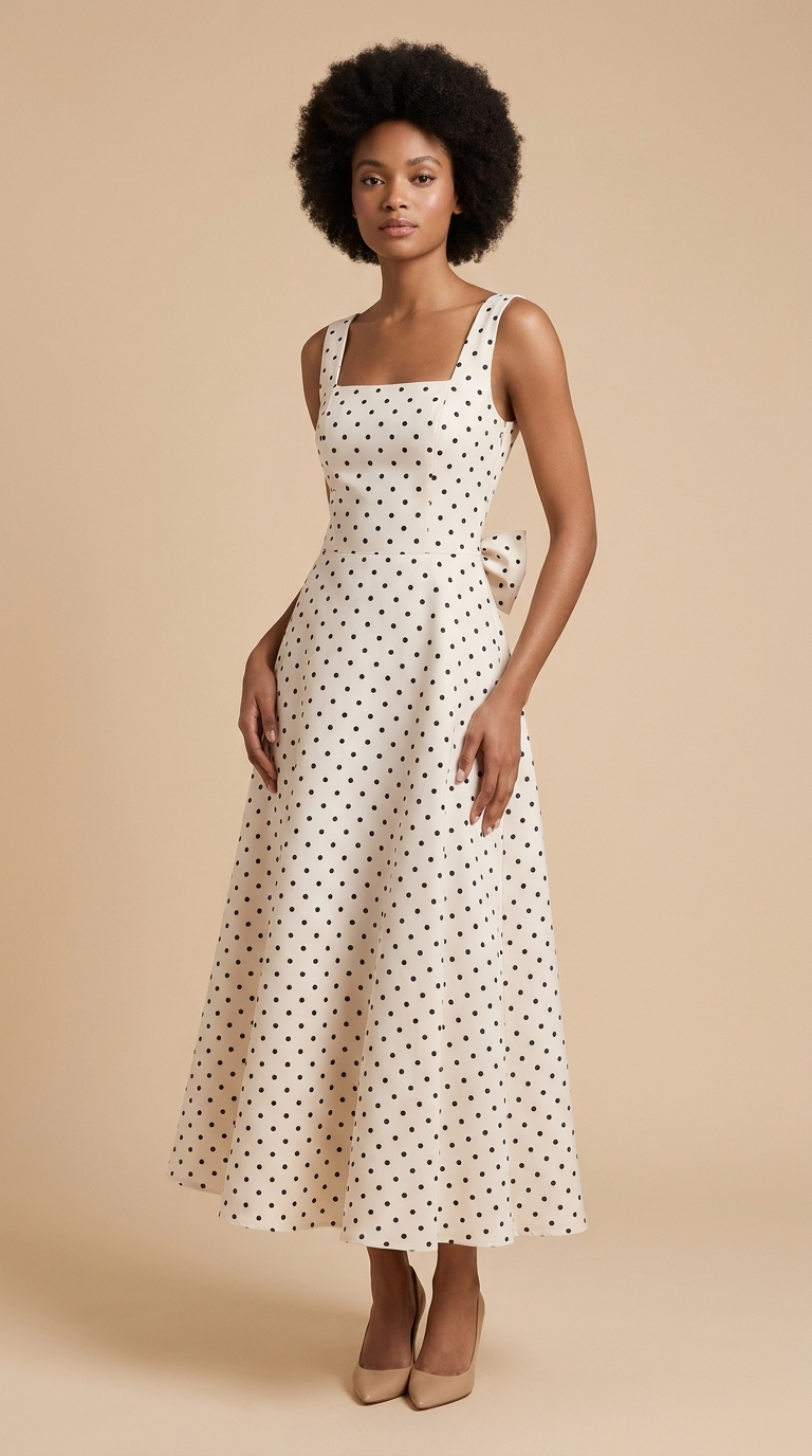 Polka Bow Midi Dress
