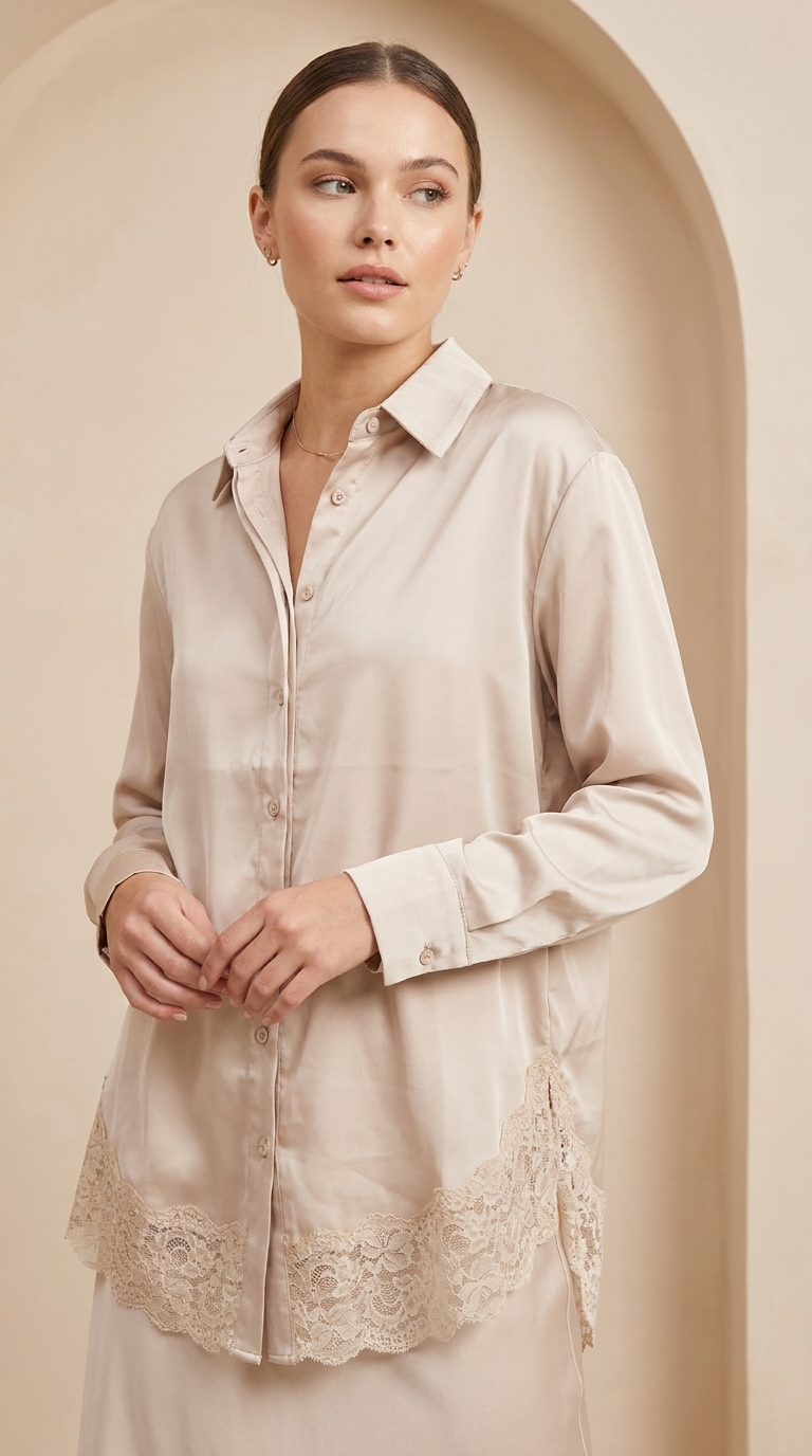 Silk Lace Edge Shirt