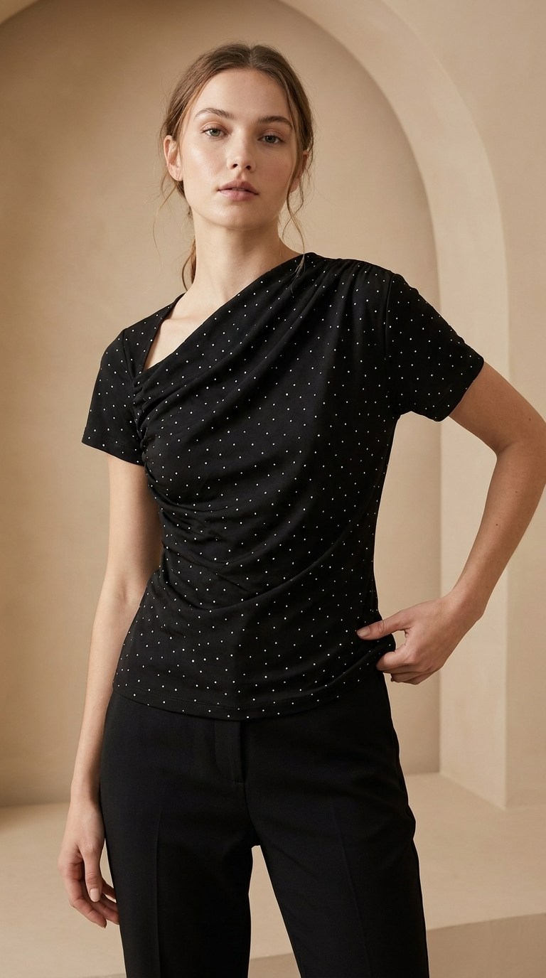 Midnight Drape Dot Top