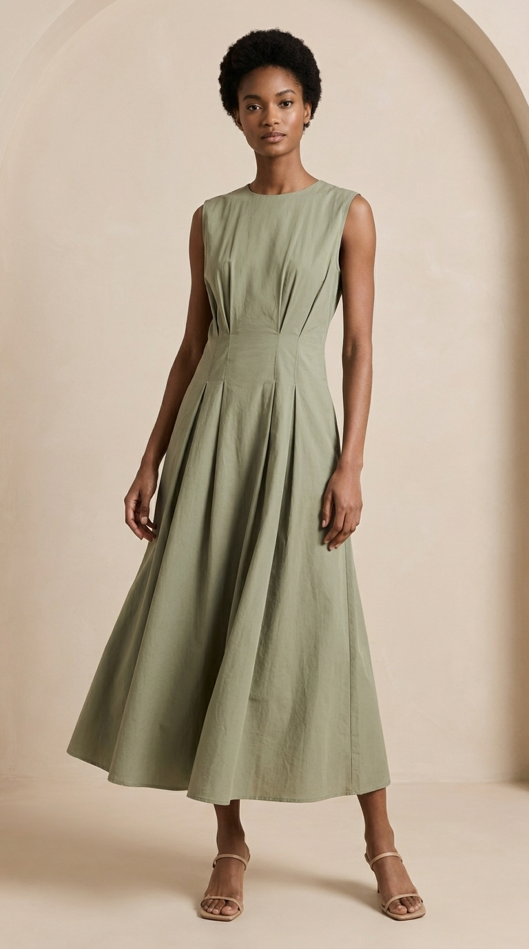 Olive Sculpt Midi Dress