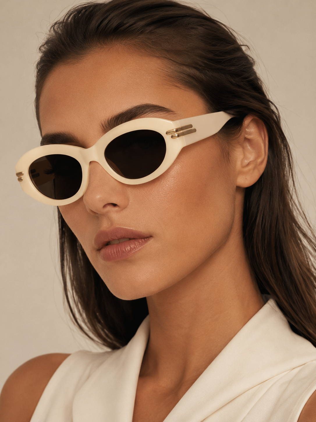 Ivory Muse Oval Sunglasses