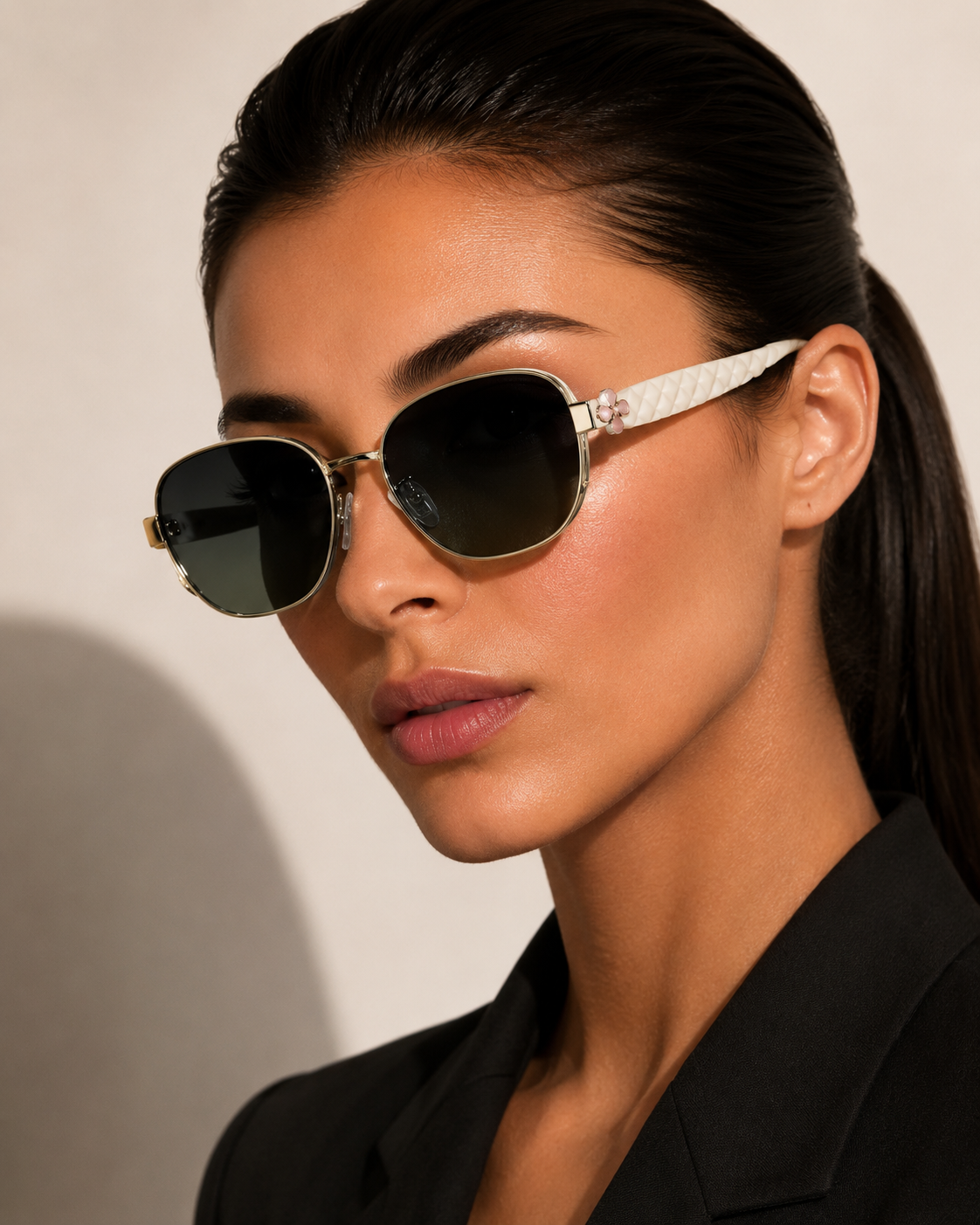 Ivory Bloom Oval Sunglasses