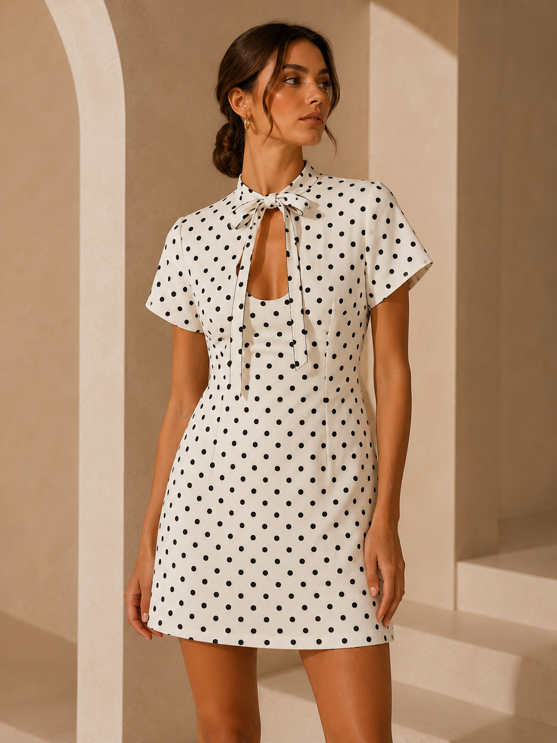 Monroe Polka Tie Mini Dress