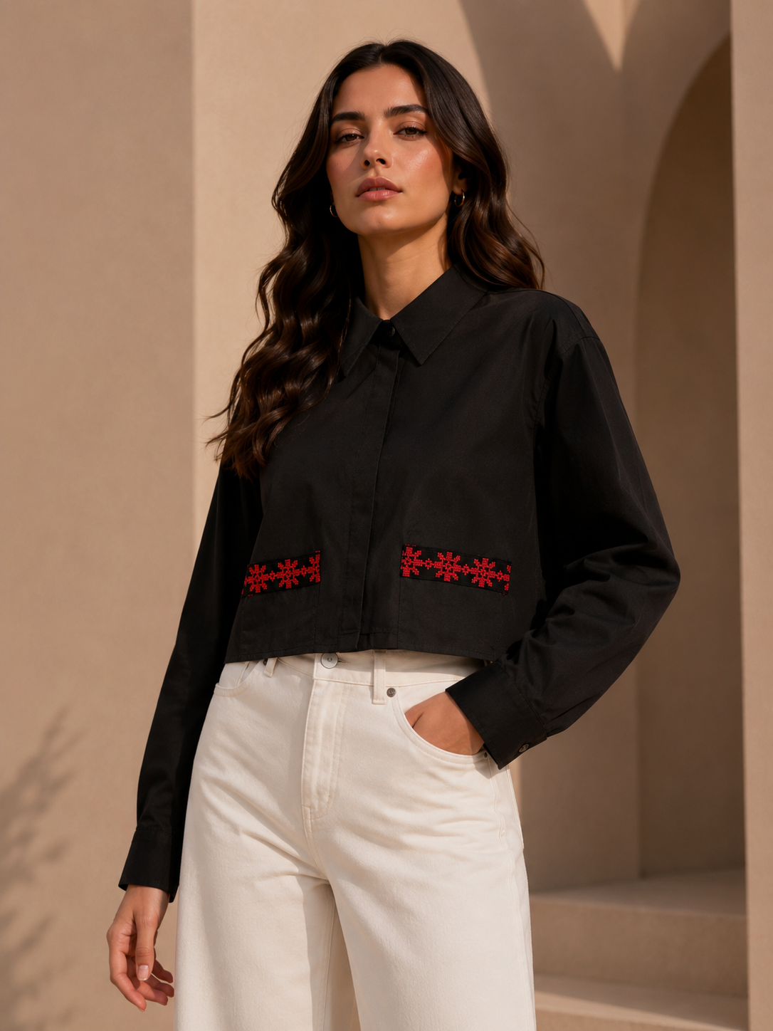 Noir Heritage Cropped Shirt