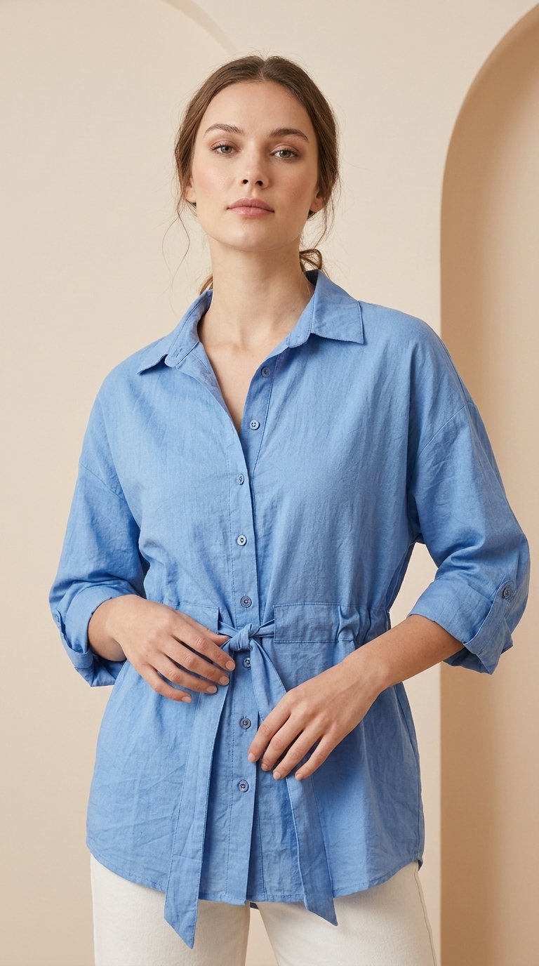 Sky Tie-Waist Shirt