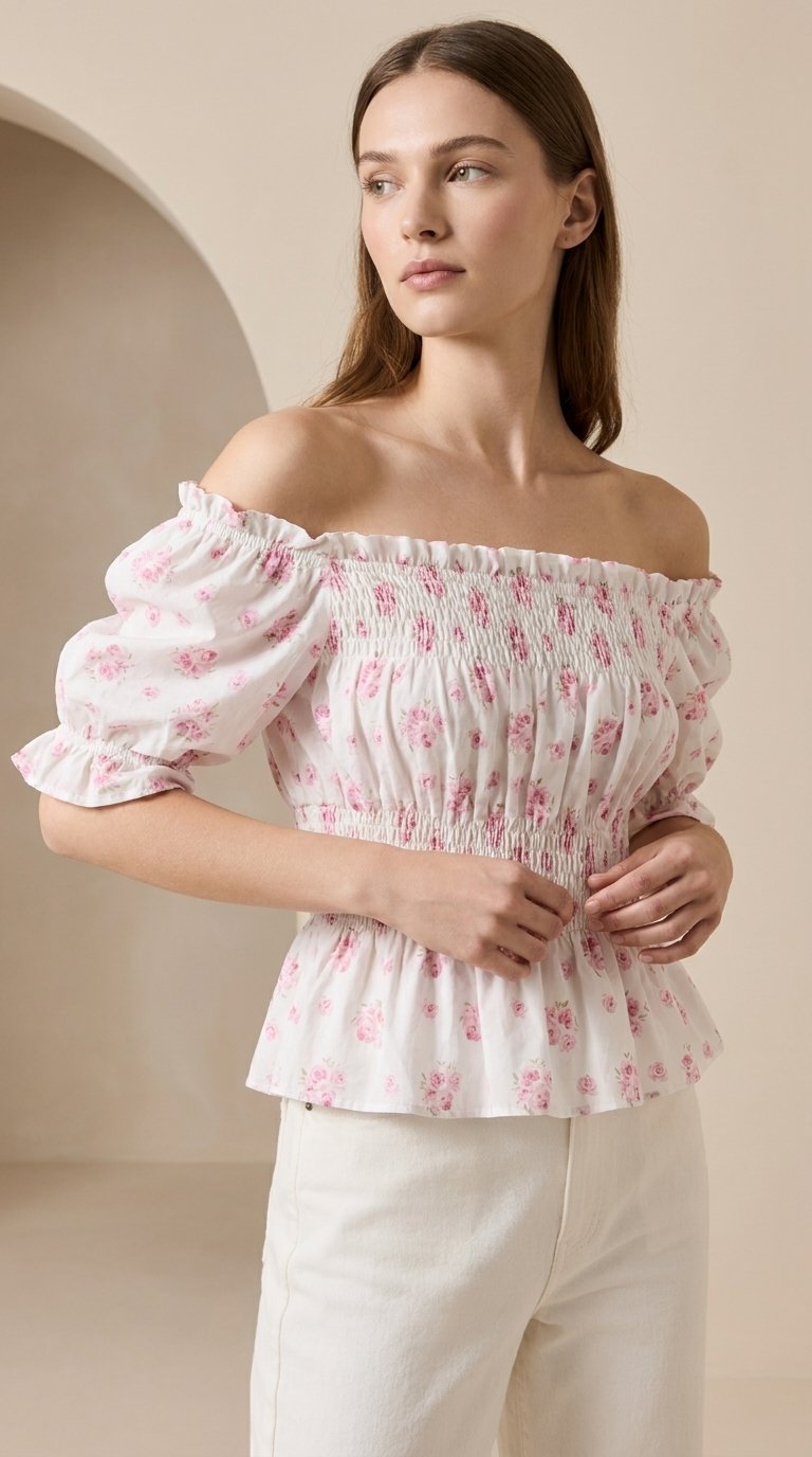 Blush Bloom Off-Shoulder Top