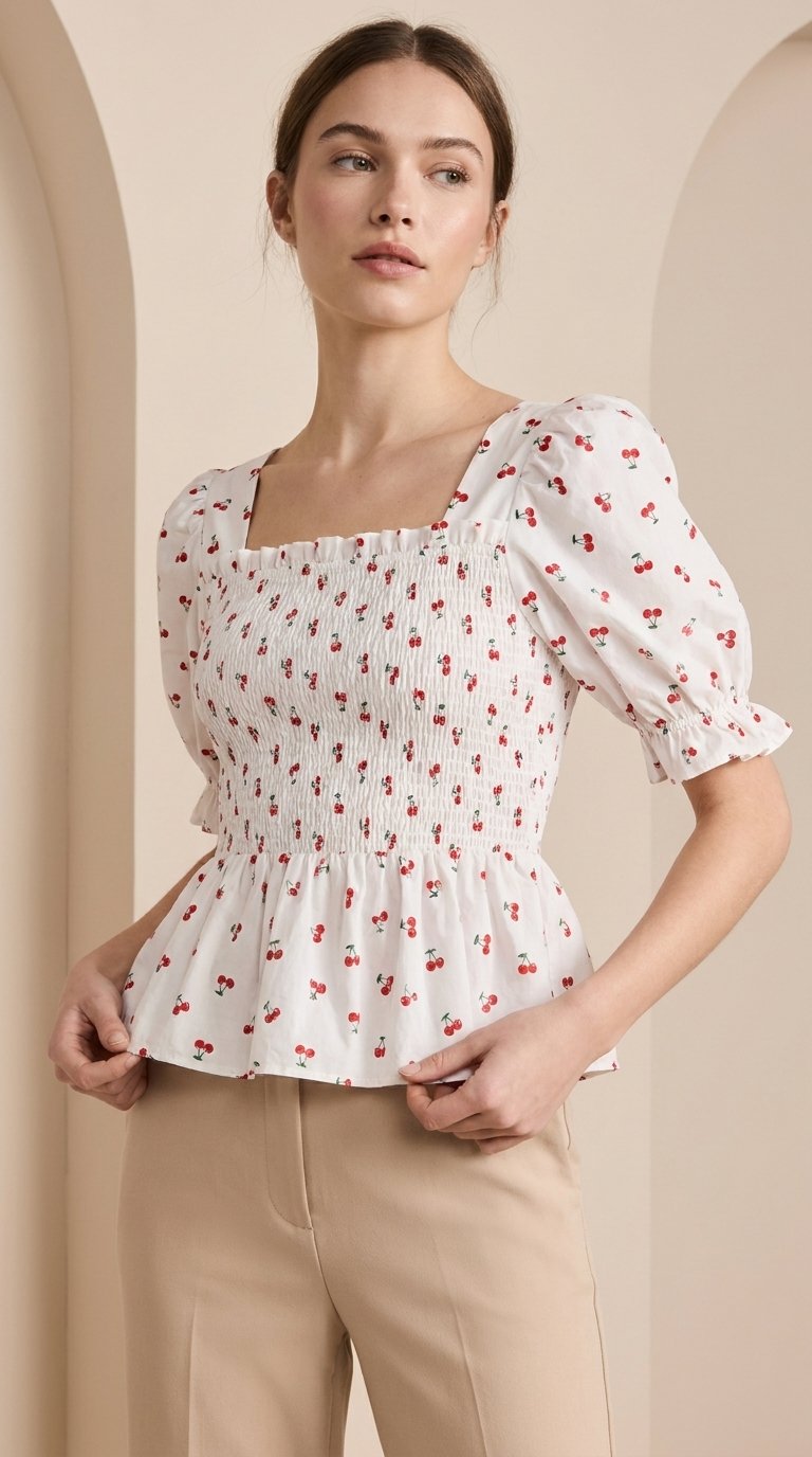 Cherry Kiss Smocked Top